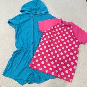 5/$20 Swim Bundle Cover Up Jumpsuit and Short Sleeve Rash Guard Girls 10-12